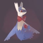  blue_feathers blush bow cute dragon embarrassed happycrumble latios legendary_pok&eacute;mon male nintendo pok&eacute;mon red_eyes solo video_games white_feathers 