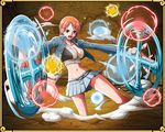  1girl breasts brown_eyes cleavage enies_lobby female fighting_stance large_breasts midriff nami nami_(one_piece) official_art one_piece orange_hair skirt solo 
