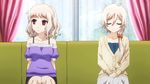  2girls animated animated_gif fate/kaleid_liner_prisma_illya fate_(series) leysritt multiple_girls red_eyes sella short_hair undressing white_hair 