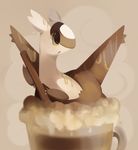  coffee cup cute dragon female happycrumble latias legendary_pok&eacute;mon nintendo open_mouth pok&eacute;mon solo straw video_games white_feathers yellow_eyes 