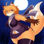  artist_reuqest bigger_version_at_the_source breasts canine clothing female fox fur hair kemono kunoichi legwear mammal moon night ninja orange_fur orange_hair panties short_hair stockings underwear yellow_eyes 