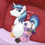  anus balls cock_sock friendship_is_magic hyper looking_at_viewer male male_pregnancy my_little_pony penis pregnant ribbons shining_armor_(mlp) smudge_proof socks solo 