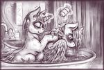  2015 bantha bathtub blush cutie_mark duo equine eyes_closed female female/female feral friendship_is_magic hair hi_res horn levitation long_hair magic mammal my_little_pony pegasus rainbow_dash_(mlp) smile twilight_sparkle_(mlp) unicorn water wet wings 