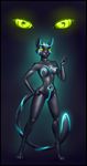  2015 anthro big_breasts bioluminesence breasts clothed clothing feline female glowing glowing_eyes half-dressed hypnotic looking_at_viewer mammal nipples nude pussy quillu skid solo topless 