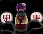  flower flx hieda_no_akyuu japanese_clothes purple_eyes purple_hair short_hair solo touhou 