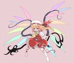  blonde_hair flandre_scarlet hat n_(ruff) one_side_up ponytail red_eyes short_hair solo touhou wings 