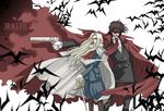  alucard alucard_(hellsing) androgynous bat bats blonde_hair cape cigar coat formal glasses gun hellsing integra_hellsing reverse_trap solid&amp;etc suit sword tomboy weapon 