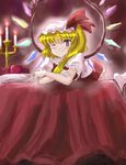  blonde_hair candle fang flandre_scarlet flx hat one_eye_closed one_side_up ponytail red_eyes solo touhou wings 