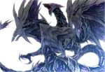  dragon duel_monster fangs glowing glowing_eyes highres kanaria_(fuusenkazura) multiple_heads no_humans open_mouth tail trishula_dragon_of_the_ice_barrier white_background wings yuu-gi-ou 