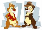  balls blush bottomless buckteeth chip_&#039;n_dale_rescue_rangers chip_(cdrr) chipmunk chubby clothed clothing coat comparing dale digital_media_(artwork) disney duo erection eye_contact flat_colors geometric_background half-dressed hands_on_hips hat humanoid_penis male mammal neenya ope_mouth penis pointing rodent surprise 