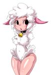  bell black_eyes blush borjoy cow_bell fluffy furry groin lamb leggy_lamb open_mouth pointy_ears sheep_girl sheep_wrecked shiny shiny_skin sidelocks simple_background solo white_background 