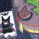  banette batman batman_(series) cosplay crobat crossover ghost green_hair hair joker looking_at_viewer male necktie nintendo pok&eacute;mon red_sclera spirit vaporotem video_games 