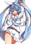  blue_eyes blue_hair hairband long_hair mascot mataichi_mataro nipa-ko ole_tower shirt smile solo twintails ultimate_nipper very_long_hair 