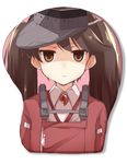  aoki_minami_(+box) breast_mousepad brown_eyes brown_hair empty_eyes flat_chest hat japanese_clothes kantai_collection magatama mousepad ryuujou_(kantai_collection) tsurime twintails upper_body visor_cap 