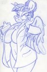  2015 anthro anthrofied big_breasts bottomless breasts cleavage clipboard clothed clothing equine eyewear female friendship_is_magic glasses hair_bun half-dressed horn king-cheetah lab_coat looking_at_viewer mammal my_little_pony solo twilight_sparkle_(mlp) winged_unicorn wings 
