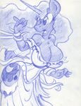  2015 anthro anthrofied black_and_white breasts cleavage clothed clothing cutie_mark dress equine female friendship_is_magic horn king-cheetah mammal monochrome my_little_pony princess_luna_(mlp) solo tentacles winged_unicorn wings 