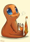  ambiguous_gender blue_eyes charmander cute fire lizard nintendo pok&eacute;mon reptile scalie smile solo teeth vaporotem video_games 