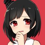  bad_id bad_pixiv_id black_hair kantai_collection open_mouth red_background red_eyes sawatari_(sado) short_hair simple_background solo upper_body yamashiro_(kantai_collection) 