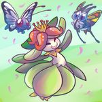  ambiguous_gender arthropod beautifly blue_eyes butterfly butterfree cute eyes_closed flora_fauna flower group insect lilligant nintendo open_mouth plant pok&eacute;mon red_eyes tiara vaporotem video_games 