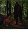  3d anthro bear black_fur breasts brown_fur comic drages forest fur male mammal navel open_mouth outside penis teeth tree 