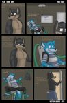  2013 anthro blue_fur canine clothed clothing comic english_text fur jerry_(character) male mammal open_mouth robbie rotten_robbie school smile tentacles text 