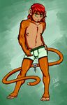  boxer_briefs clothing long_tail looking_at_viewer male mammal monkey nipples noke nokemy pinup pose primate smirk solo underwear underwear_pull 