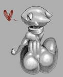  &lt;3 2014 alien ambiguous_gender back big_butt butt cute greyscale looking_at_viewer monochrome sitting sqoon 