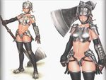  armor bikini_armor breasts brown_hair gloves medium_breasts multiple_views short_hair tsukasa_jun weapon 