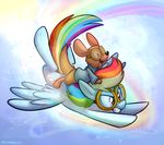  blue_fur brown_fur equine eyewear female friendship_is_magic fur goggles hair horse kangaroo male mammal marsupial multicolored_hair my_little_pony open_mouth pony rainbow_dash_(mlp) roo_(character) teeth thedoggygal tongue winnie_the_pooh_(franchise) 