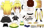  absurdres artist_name blonde_hair breasts character_name chibi detached_sleeves el_joey highres konjiki_no_yami long_hair medium_breasts navel paper_cutout papercraft red_eyes school_uniform solo to_love-ru twintails watermark web_address 