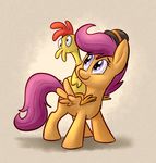 2014 equine eyelashes female friendship_is_magic fur hair hat horse mammal my_little_pony orange_fur pegasus pony purple_eyes purple_hair rubber_chicken scootaloo_(mlp) smile solo thedoggygal wings young 