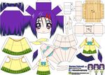  artist_name bikini breasts character_name chibi el_joey hair_ornament hairclip highres medium_breasts navel paper_cutout papercraft purple_eyes purple_hair sairenji_haruna school_uniform smile solo striped striped_bikini striped_swimsuit swimsuit to_love-ru watermark web_address 