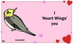 animated avian bird birdcheese black_eyes cockatiel cute english_text holidays humor pun solo text valentine&#039;s_day 