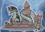  capcom dalamadur dragon monster_hunter open_mouth red_eyes reptile rock scalie snake spikes video_games 