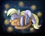  blonde_hair cute derpy_hooves_(mlp) equine eyelashes female food friendship_is_magic fur grey_fur hair horse mammal muffin my_little_pony one_eye_closed pegasus pony thedoggygal wings yellow_eyes 