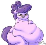  093_(artist) angry equine female friendship_is_magic fur hair hooves horse long_hair looking_at_viewer mammal my_little_pony navel obese orange_eyes overweight pink_fur plain_background pony purple_hair solo suri_polomare_(mlp) 