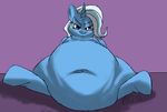  093_(artist) blue_fur blue_hair equine female friendship_is_magic fur hair half-closed_eyes hooves horn long_hair looking_at_viewer mammal my_little_pony navel obese overweight purple_eyes smile solo trixie_(mlp) two_tone_hair unicorn 