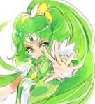  bow chiyo_(rotsurechiriha) choker cure_march green green_eyes green_hair long_hair looking_at_viewer magical_girl midorikawa_nao ponytail precure sketch smile_precure! solo tiara tri_tails 