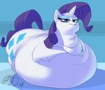 093_(artist) blue_eyes cutie_mark equine female friendship_is_magic fur hair hooves horn long_hair looking_at_viewer mammal morbidly_obese my_little_pony overweight purple_hair rarity_(mlp) smile smug solo unicorn white_fur 