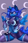  blue_fur blue_hair bra clothing cutie_mark dress equine female friendship_is_magic fur hair hooves horn horse mammal my_little_pony nadialycaon open_mouth plain_background pony princess_luna_(mlp) teeth underwear wings 