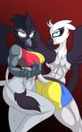 2015 anthro avian big_breasts bottomless breasts clothed clothing female friendship_is_magic gryphon half-dressed jrvanesbroek looking_at_viewer muscles muscular_female my_little_pony topless unknown_character 