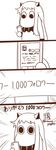  1girl 4koma cellphone comic commentary cosplay emphasis_lines highres holding horns iphone kantai_collection mittens monochrome moomin muppo northern_ocean_hime northern_ocean_hime_(cosplay) phone sazanami_konami smartphone translated twitter twitter_username 