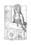  :d admiral_(kantai_collection) batsubyou battleship_hime binoculars breasts choker cleavage comic dress error_musume girl_holding_a_cat_(kantai_collection) greyscale hat highres holding horns kantai_collection long_hair mary_janes medium_breasts military military_uniform monochrome naval_uniform open_mouth pleated_skirt school_uniform serafuku shinkaisei-kan shoes sitting skirt smile soborou speech_bubble strap_slip translated twintails uniform v-shaped_eyebrows 