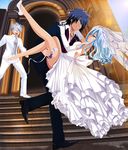  2boys absurdres bridal_veil bride dress fairy_tail gloves gray_fullbuster highres juvia_lockser long_hair lyon_bastia multiple_boys short_hair veil wedding wedding_dress 