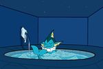  ambiguous_gender eeveelution eyes_closed hot_tub night nintendo outside pok&eacute;mon robosylveon_(artist) sky smile solo star towel vaporeon video_games water 