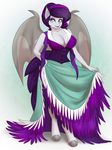  absurd_res anthro bat_pony bat_wings big_breasts breasts cat-named-fish cleavage clothed clothing dress equine fan_character female fur hair hi_res hooves long_hair looking_at_viewer mammal my_little_pony open_mouth purple_hair smile solo standing teal_eyes thestral two_tone_hair wings 