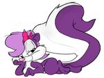  black_eyes bow female fifi fur hair kippykat mammal plain_background purple_fur purple_hair skunk smile solo tiny_toon_adventures warner_brothers white_fur 