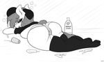  alcohol anthro anthrofied anus beverage big_butt blush bra breasts butt clothing condom drunk equine eyes_closed fan_character female filled_condom horse legwear mammal monochrome my_little_pony open_mouth pony pussy replica_(artist) simple_background smile thick_thighs thigh_highs underwear 