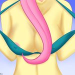  anthro bra breasts clothing equine female fluttershy_(mlp) friendship_is_magic fur hair horse lipstick long_hair mammal muraofdemons my_little_pony nipples pink_hair pony smile solo standing underwear 