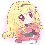  blonde_hair brown_eyes chibi hairband long_hair mashiro_rima mirai_(sugar) pantyhose plaid shugo_chara! skirt solo 